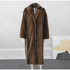 Women's Dark Brown Faux Fur Long Overcoat Single Breasted Fleece Long Trench Coat Winter Fluffy Plush Warm Thicken Outerwear