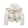 Autumn Winter Women Fake Two Pieces Padded Jacket Turn-down Collar Crop Down Jacket Korean Thick Parkas Outwears Designer