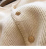 Crew neck 100 pure cashmere cardigan small fragrant coat women's spring and autumn loose wool knit sweater