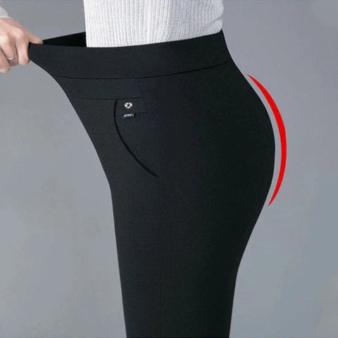 5XL Women All-match Pencil Pants High Waist Elastic Band Spring Autumn Office Lady Casual Straight Trousers