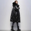 Oversized Womens Down Cotton Jacket Winter Warm Jackets Coat Long Hooded Fur Collar Parka Overcoat Female Cold Jackets Black
