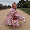 Y-neck Lace-up Cotton Coat Pink Floral Padded Jacket Loose Sweet Casual Japanese Cardigan Cotton-padded Coats Lady Warm Overcoat
