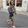 Women Zebra Print Faux Fur Coat Shorts Set Lapel collar Long Sleeve Jacket Shorts Set for Women Winter Warm Matching Outfits