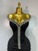 Women Sexy Off Shoulder Black Long Diamond Bodycon Bandage Dresses Celebrity Elegant Evening Party Nightclub Wedding Guest Dress