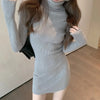 Autumn Winter Sweater Dresses Female Long Sleeve Skinny Elastic Casual Turtleneck Kintted Dress Women Sexy Mini Dresses