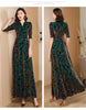 Spring Autumn Gold Velvet Long Sleeve Dress For Women High Grade Green Plush Jacquard Long Dress Female Elegant Dresses 4XL