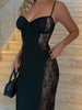 Black Lace Sheer Long Dress For Women Autumn Sexy Hollow Side Slit Maxi Dresses Party Club Bodycon Elegant Dress