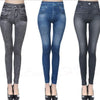 1pcs Women's Denim Print Leggings Females Slim Leggings Faux Jeans Leggings Lady Stretch Printed Tights Black Blue Pants