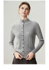 Autumn Women's Cardigan 100% Cashmere Knitted Sweater Chic Tops Female Causal Turtleneck Collar Loose Size Jacket Coat