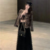 Retro Tweed Little Black Dress-style Women's Korean Design-Inspired Elegant Socialite Blazer For Spring Autumn