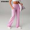 High Waisted Yoga Pants for Women, Loose Wide Leg Workout Trousers with Pockets for Running and Outdoor Exercise