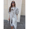 Lady Oversized Long Trench Women Coat Stand Collar Single Breasted Loose Wide Sleeve Casual Coats Autumn Winter Chic Jackets