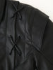 Suninherat Autumn Faux Leather Jacket Black PU Jacket Coat with Belt Lapel Women's Outwear