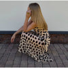 Women Chic Vacation Outfits Leopard Print Sheer Chiffon Shirt Casual Turn-down Collar Mini Dress & Detachable Scarf