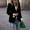 Elegant Velvet Blazer for Women Single Button Lapel Female Blazer Jacket Slim Fit Office Lady Outerwear Coat Spring Autumn Women