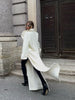 Vintage Large Lapel Tweed Long Coat Women Elegant Loose Double Breasted Belt Coats Lady Winter Classic Chic Street Overcoat
