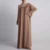 Parc Fee Casual Loose White Women Dress Elegant U-Neck Long Sleeve Floor-Length Dresses Simple Oversize Solid Female Dress
