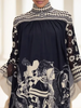 Printed Patchwork Elegant Chic Maxi Dress, Women Spring Autumn Stand Collar Loose Party Dress, Holiday Casual Ladies Dress