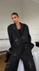 Women Black Sequin Embroidery Blazer Long Pants Set Full Sleeve Lapel Coat Wide-leg Trousers Sets Lady Spring Daily Outfits