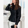 Satin Knot Button Short Coat Women Retro Full Sleeves Waist Cinching Single Breasted Coats Lady Spring Daily Wear
