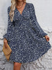 Dresses Woman Clothing V Neck Lantern Sleeve Wrap Mini Dress Ruched Waist Flowy Hem Elegant for Autumn and Party Styles