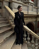 Black Cropped Blazer Coat Skirt Set Women Sexy Full Sleeve V-neck High Waist Split Long Skirts Lady Spring Commute Outfit