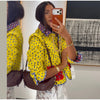 Retro Reversible Quilted Padded Jacket Women Color Block Print Pocket Button Coat Autumn Winter Lady Outerwear