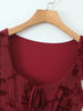 Women Sweet Flower Flocking Chic Bow Mini Dress Vintage Square Collar Sexy Slim Hip Wrap Dresses