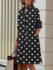 Women's Polka Dot Lapel Shirt Dress Spring Long Sleeves Loose Elegant Urban Casual Office Midi Dresses