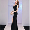 Host evening dress, light, niche one shoulder black long dress, fishtail, one shoulder dress, female