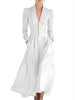 Elegant Long Sleeve Ruched Maxi Dress Women V-neck Buttons Gown Spring Draped Irregular Long Dresses Female Clothing