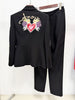 High Street Stylish Designer Suit Set Women's Nail Bead Embroidered Blazer Pants Set 2pcs
