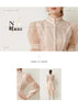 French Elegant Lace Splicing Waist Lantern Sleeve Dress Vintage High Collar Princess Dress Organza Cocktail Women's Wear