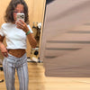Colorful Striped Jeans Women's Long Pants Female High Street Low-waisted Pockets Denim Trousers Women's Holiday Outwear