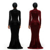 Spring Autumn Women Long Sleeve Velvet Solid Color Diamond Party Evening Long Maxi Dress Dashiki Africa Clothing