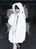 Winter Sweet Kawaii Soft Warm Purple Faux Fur Coat Women Bunny Ears Designer Clothes Fluffy Jacket Hoodie