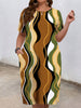 Spring Wave Striped Geometric Printed Home Women' Nightgowns Outdoor Knee Length Dresses Oversized Dresses Street Dating Dress