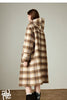 Women Woolen Long Coat Winter Nomadic Style Sheep Wool Plaid Hooded Cow Horn Buckle Female Overcoat
