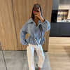 Elastic Drawstring Waist Jackets Women Casual Stand Collar Long Sleeves Cropped Trench Outerwear Lady Autumn Daily Windbreaker