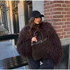 Faux Fur Coat Women Loose Lapel Full Sleeve Fluffy Short Overcoat Autumn Winter Street Lady Furry Warm Overcoat