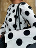 Casual Polka Dot Dress Women's Slim O-neck Full Sleeve High-Waisted Floor-Length Dresses Spring Autumn Robes