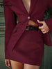 Wine Red Two Piece Set For Women Elegant Long Sleeve Single Breasted Blazers And Slim Simple Mini Skirts Sets