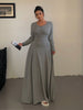 Plus-Size Solid-Color Knit Elegant A-Line Flowy Maxi Dress Women's Long Dress Casual & Commuter Style
