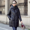 Black PU Leather Coat Hooded Down Cotton Clothes Women's Winter Cocoon-Type Thick Loose Cotton-Padded Jacket Thick Parkas