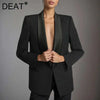 Blazer Women's Shawl Collar Solid Color Long Sleeves Single Button Suit Jackets Tide 7AB8499