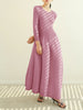 Pleated Long Sleeve Flower Bud Dress Spring Lantern Long Casual Elegant Dresses Dubai Abaya Women Designer Clothes