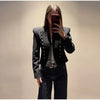 Frog Button Napoleon Short Jacket For Women Spring Stand Collar Cropped Coats Long Sleeve Street Outerwear