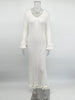 Pleated Wavy Knit Maxi Dress For Women Lace-up Long Sleeve Loose Casual Sweater Dress Female Party Clothes Solid Elegant