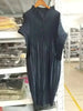 Pleated Clothing For Women Long Sleeve Stand Collar Doulble Pockets Loose Dress Vestido YF576