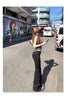 Low Waist Boot Cut Jeans For Women Stretch Denim Flared Pants Black Casual Female Bell Bottom Trousers